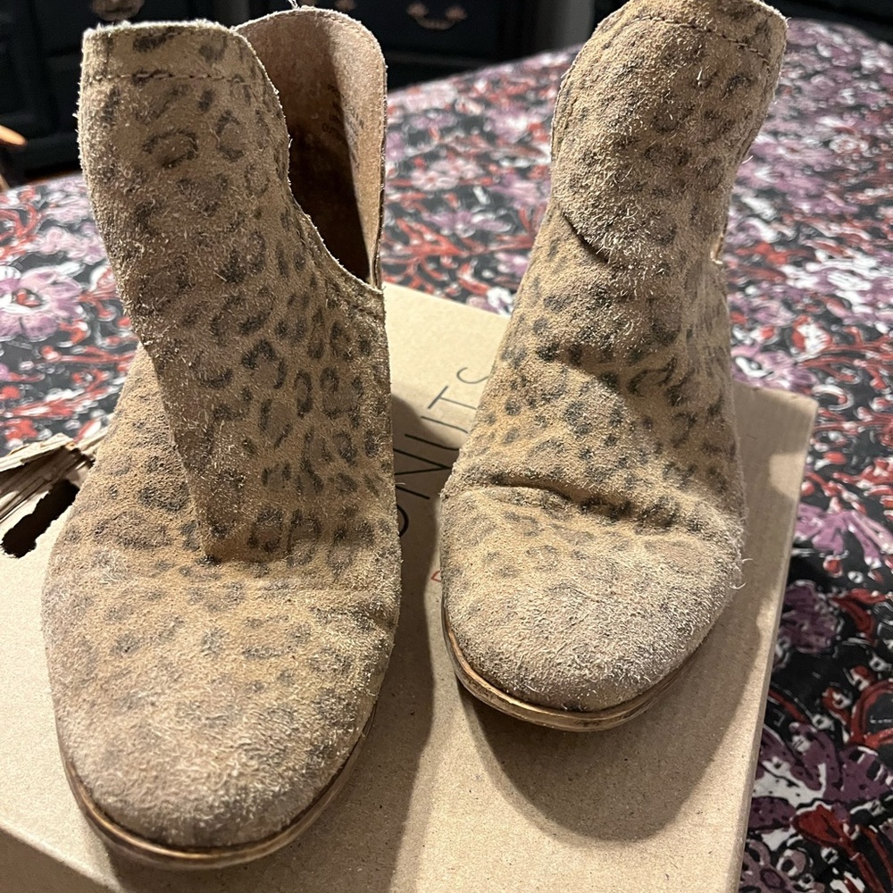 Leopard Print Suede Ankle Boots